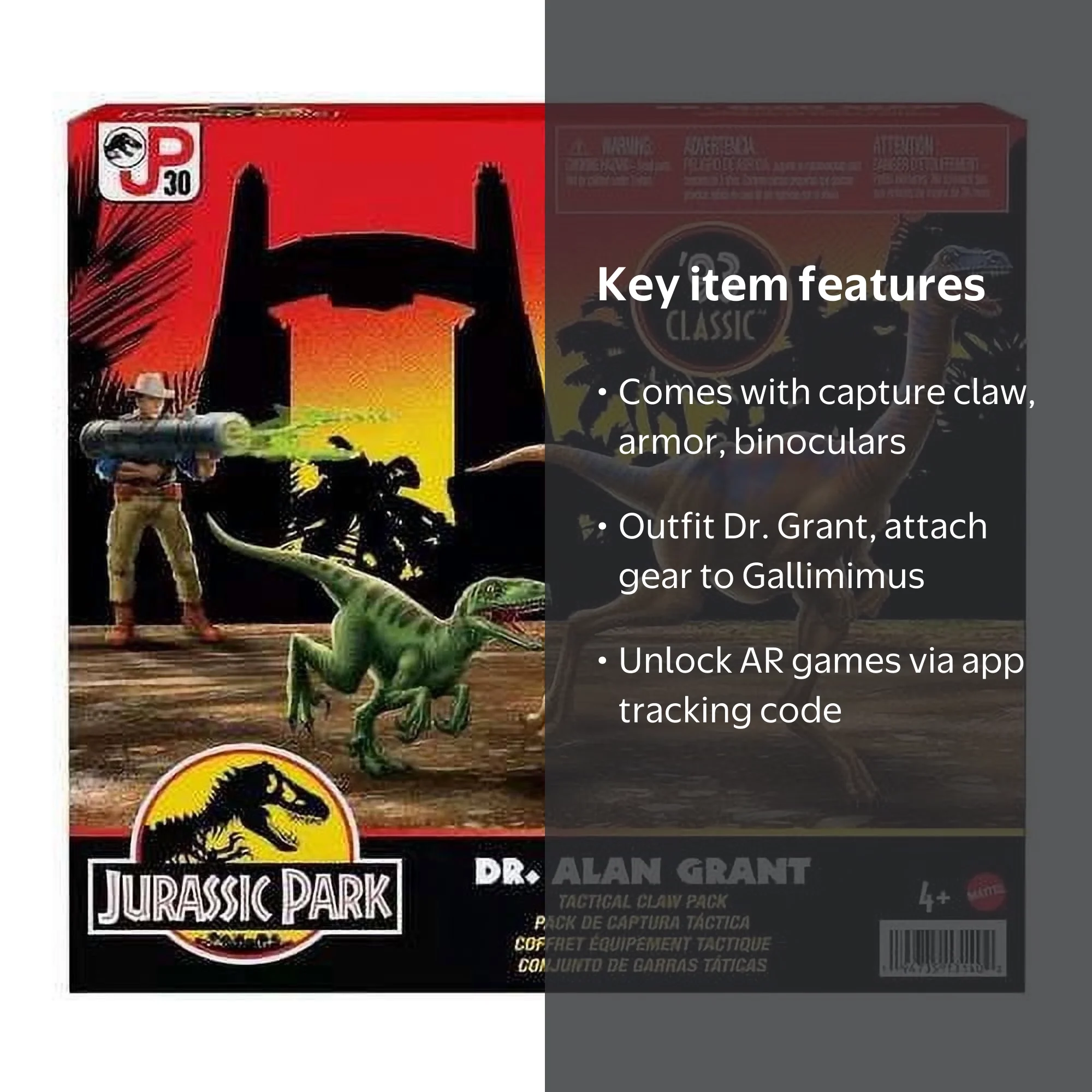 Mattel Jurassic Park '93 Classic Dr Alan Grant Tactical Claw Pack