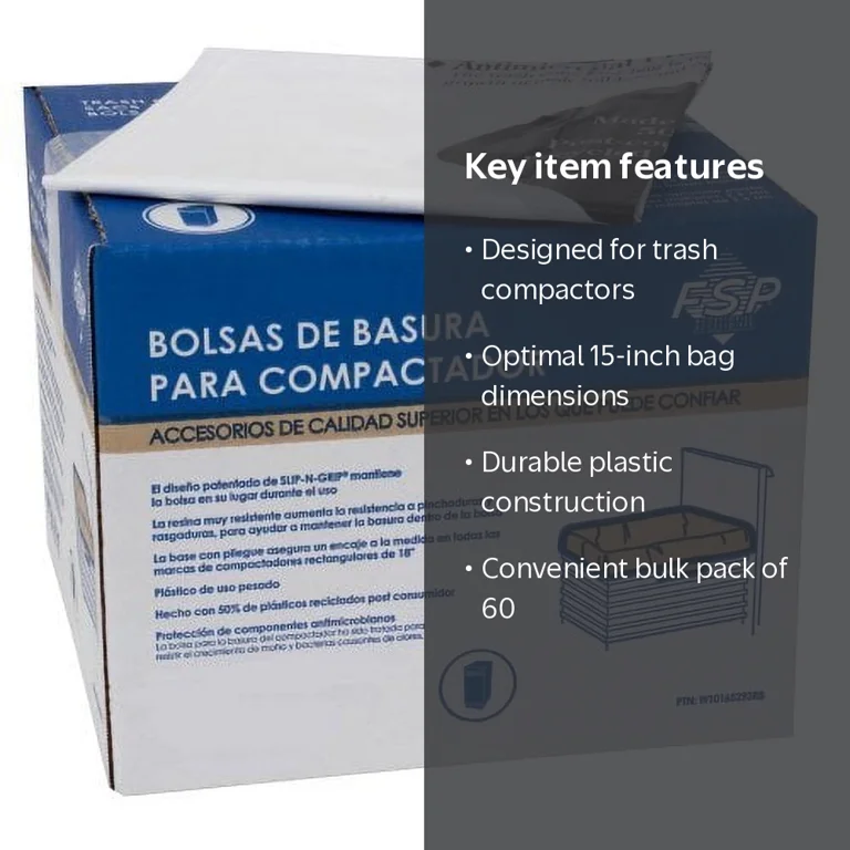 Whirlpool W10165294RB Plastic Trash Compactor Bags, 15 inch, Pack