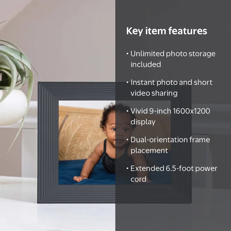 Harper by Aura 9″ Digital Frame with WiFi – Gray - Walmart.com