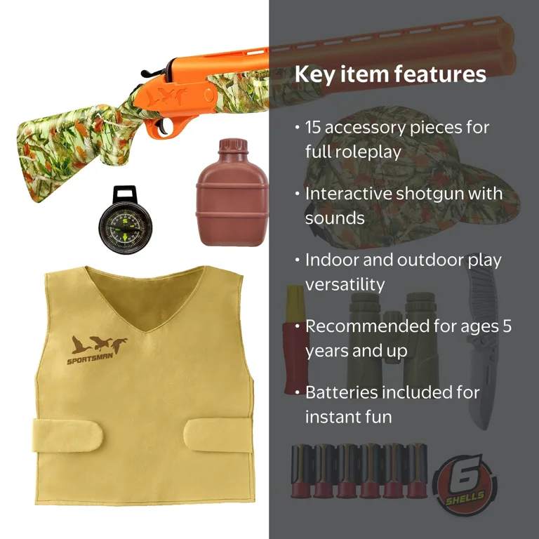 S-16 Phantom Tracking Cannon 本体セット トイガン Adventure Force Wetlands Hunter Roleplay Toy Shotgun Set, 15-Piece