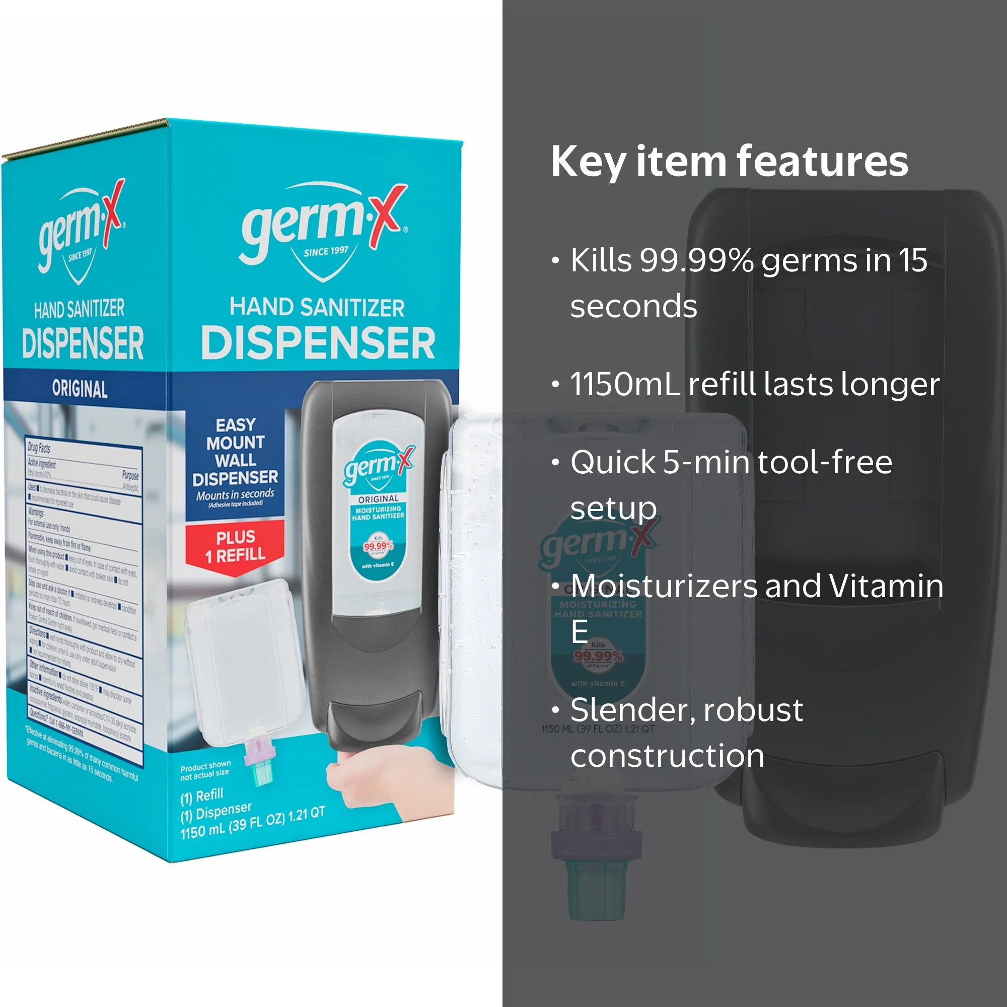 Germ-X OmniPod Hand Hygiene System, Dispenser & 1150mL Refill
