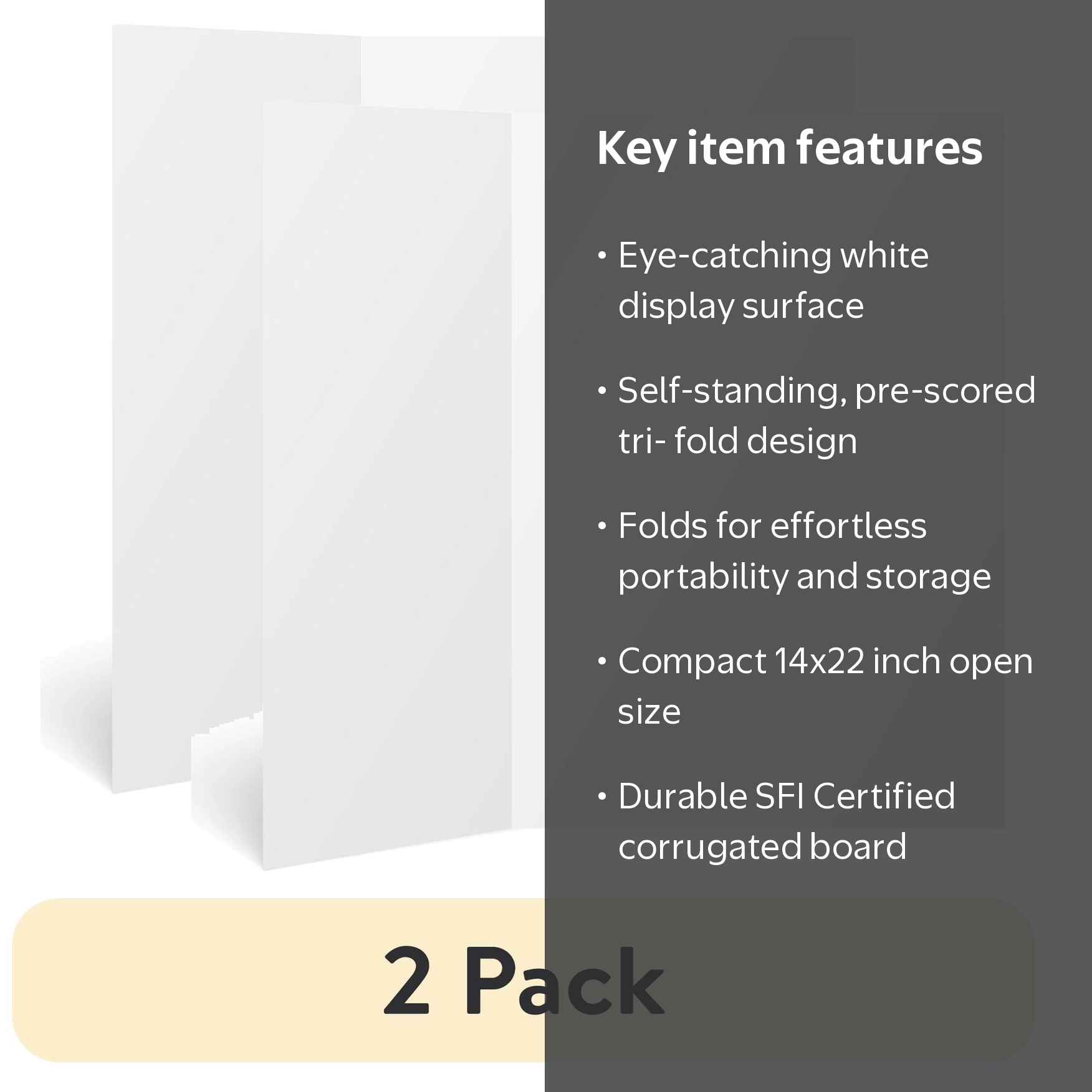2 pack) Pen + Gear White Tri-Fold Project Presentation Display