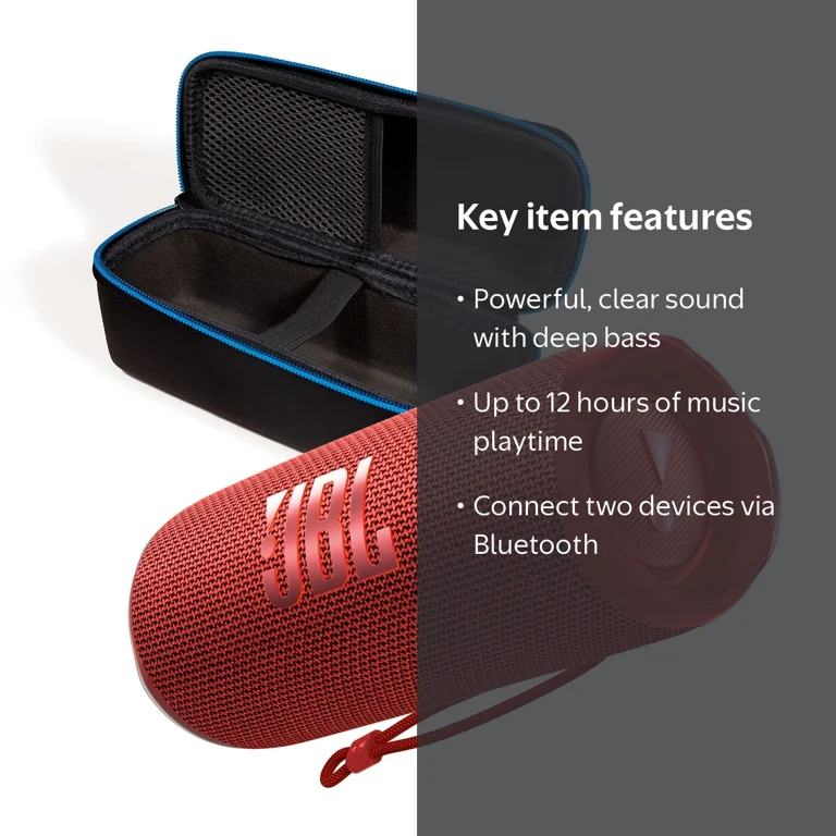 JBL, Portable Bluetooth Speaker, Red, IP67 Waterproof Dustproof