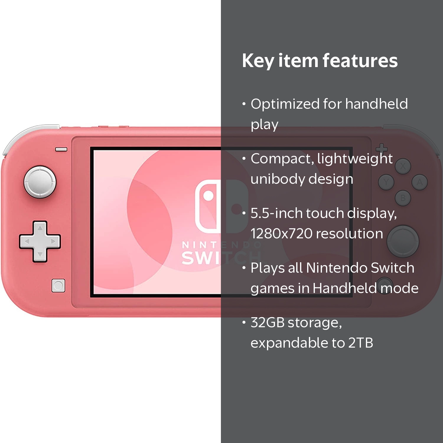 Nintendo Switch Lite Coral Console - 5.5