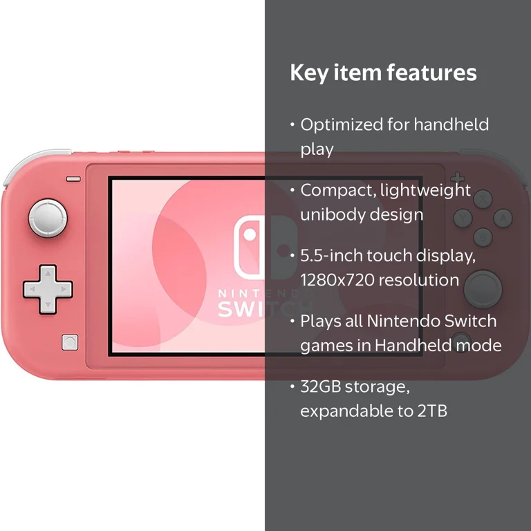 Nintendo Switch Lite Coral Console - 5.5 Nintendo Switch Lite Coral Console - 5.5