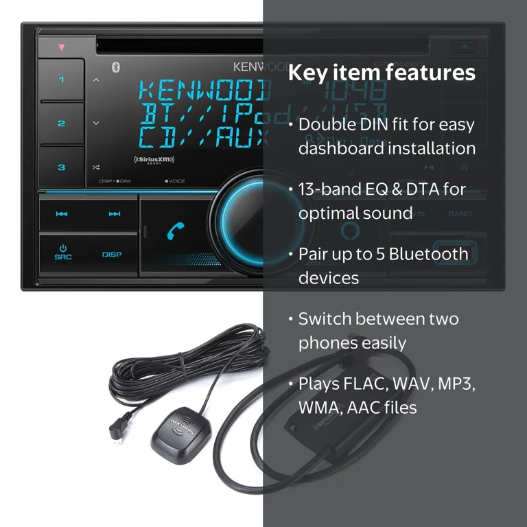 Kenwood DPX505BT Bluetooth, Double DIN CD/FM, Dual Audio Receiver