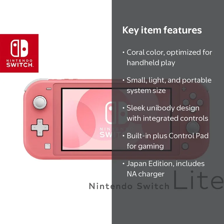 Nintendo Switch Lite Handheld Edition - Coral (International