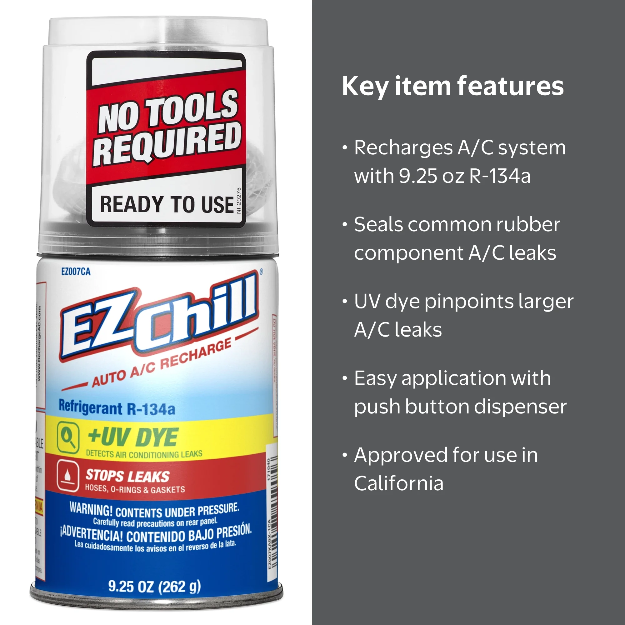 EZ Chill134a with System Safe Leak Sealer + UV Dye (9.25 Ounces, 1