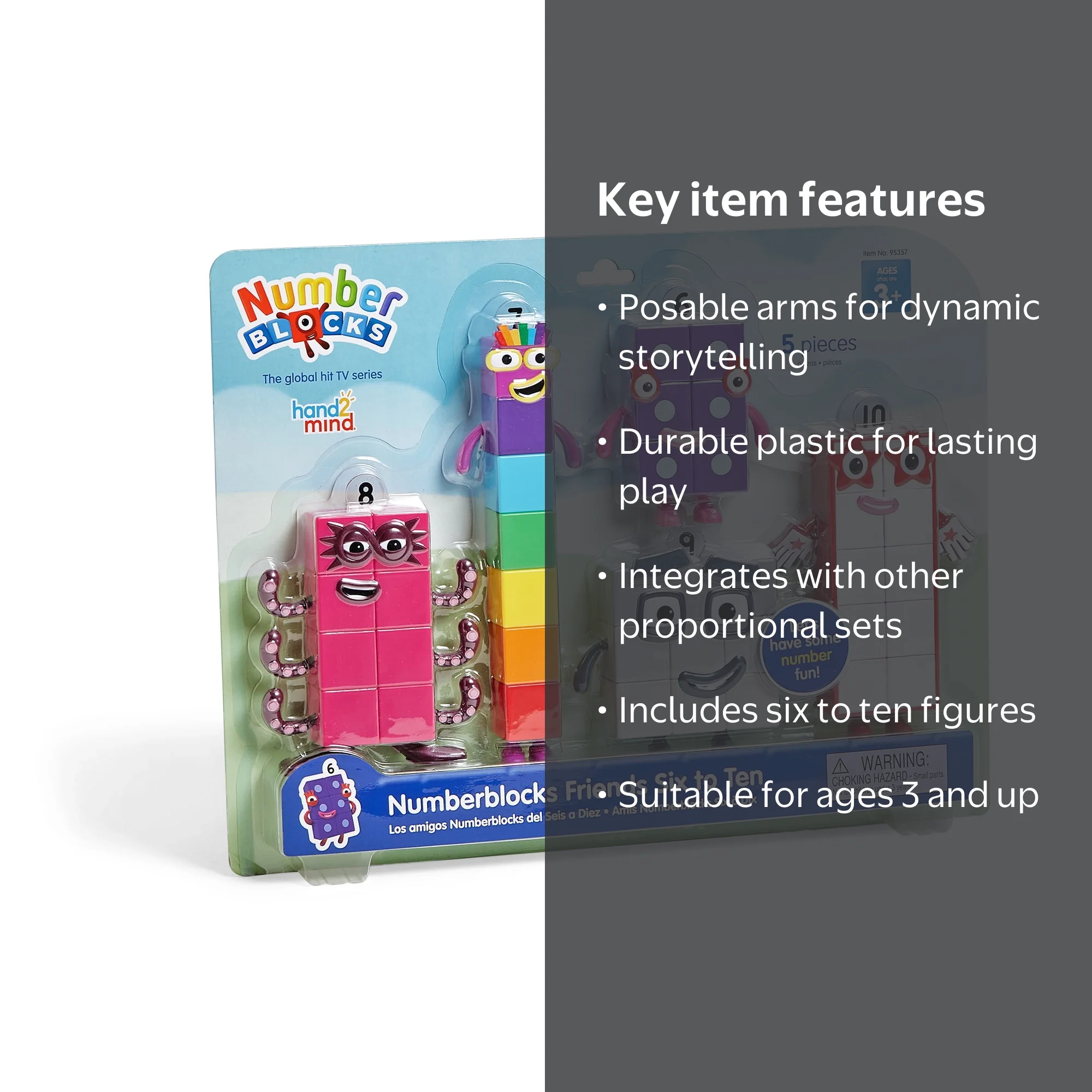 hand2mind Numberblocks Friends Six to Ten Action Figure Set, Math