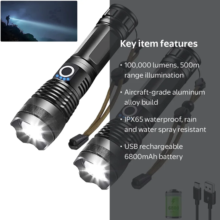 cheap rechargeable led flashlights Hands Free Flashlight and durability Lepro LED Rechargeable Flashlight, LP3000