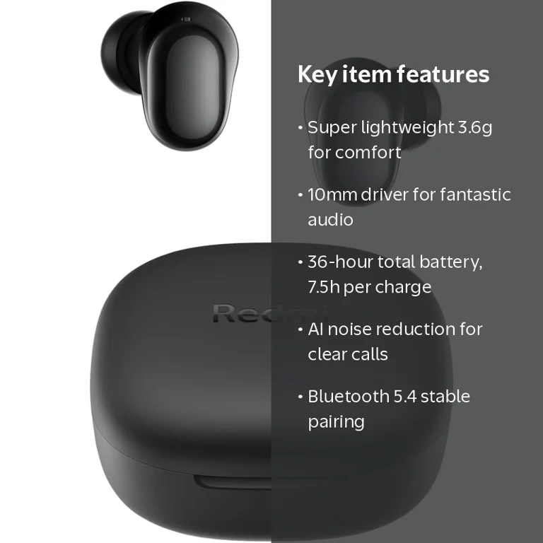 Xiaomi Redmi Buds 6 Play, 10mm Dynamic Driver, AI Noise Reduction