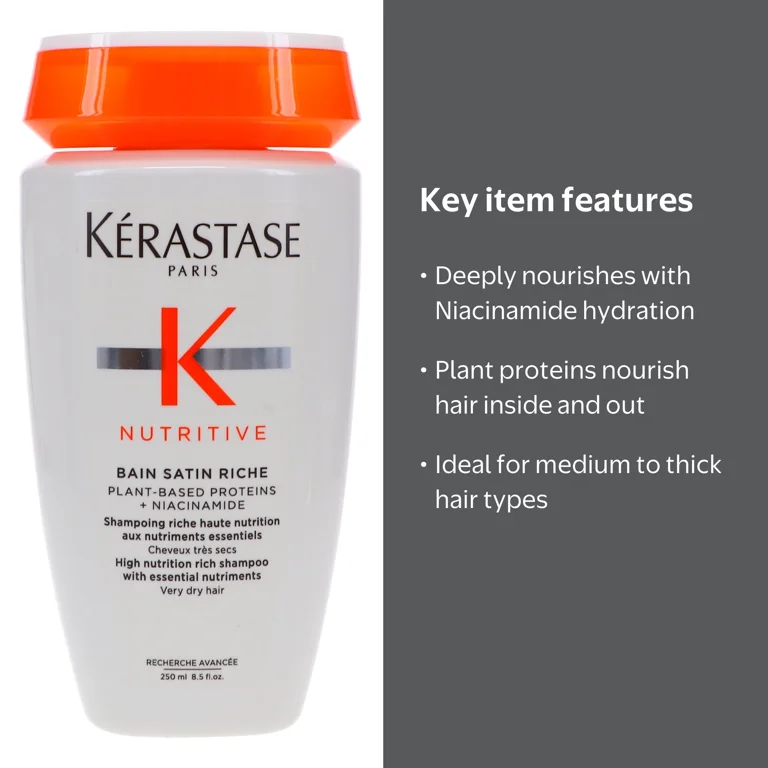 Kerastase Nutritive Bain Satin Riche Shampoo, 8.5 oz, Hydration