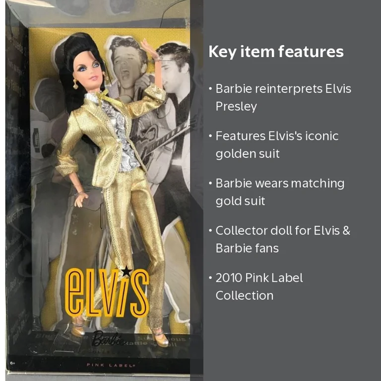 Barbie, Collector Doll, Barbie Loves Elvis Presley T7907, Gold