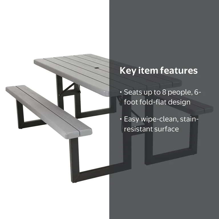 Lifetime Craftsman 6' Folding Rectangle Polyethylene Picnic Table