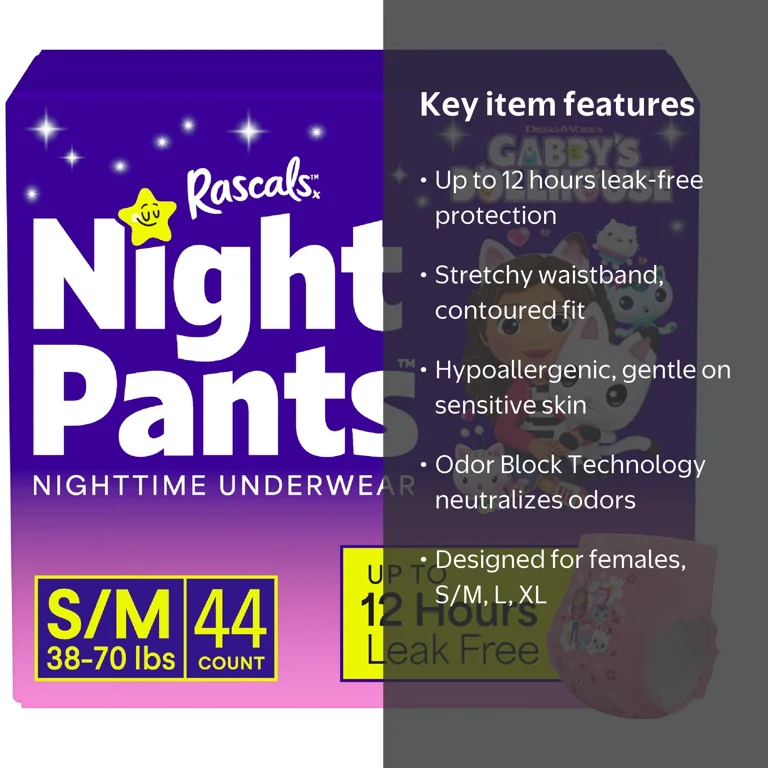 Free Shipping! Rascals Night Pants Girls Nighttime Bedwetting Free Shipping! Rascals Night Pants Girls Nighttime Bedwetting