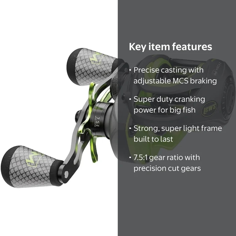 Lew's, Baitcast Reel, Mach 2, 7.5:1 Gear Ratio, Right-Hand