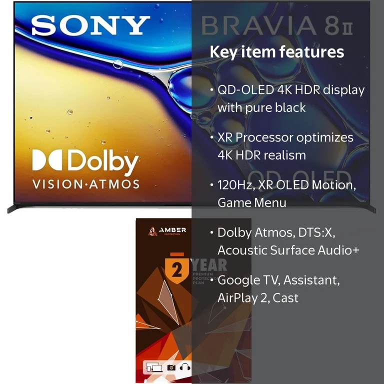 Sony, K65XR80M2 65 Inch Bravia 8 QD-OLED 4K HDR Google TV