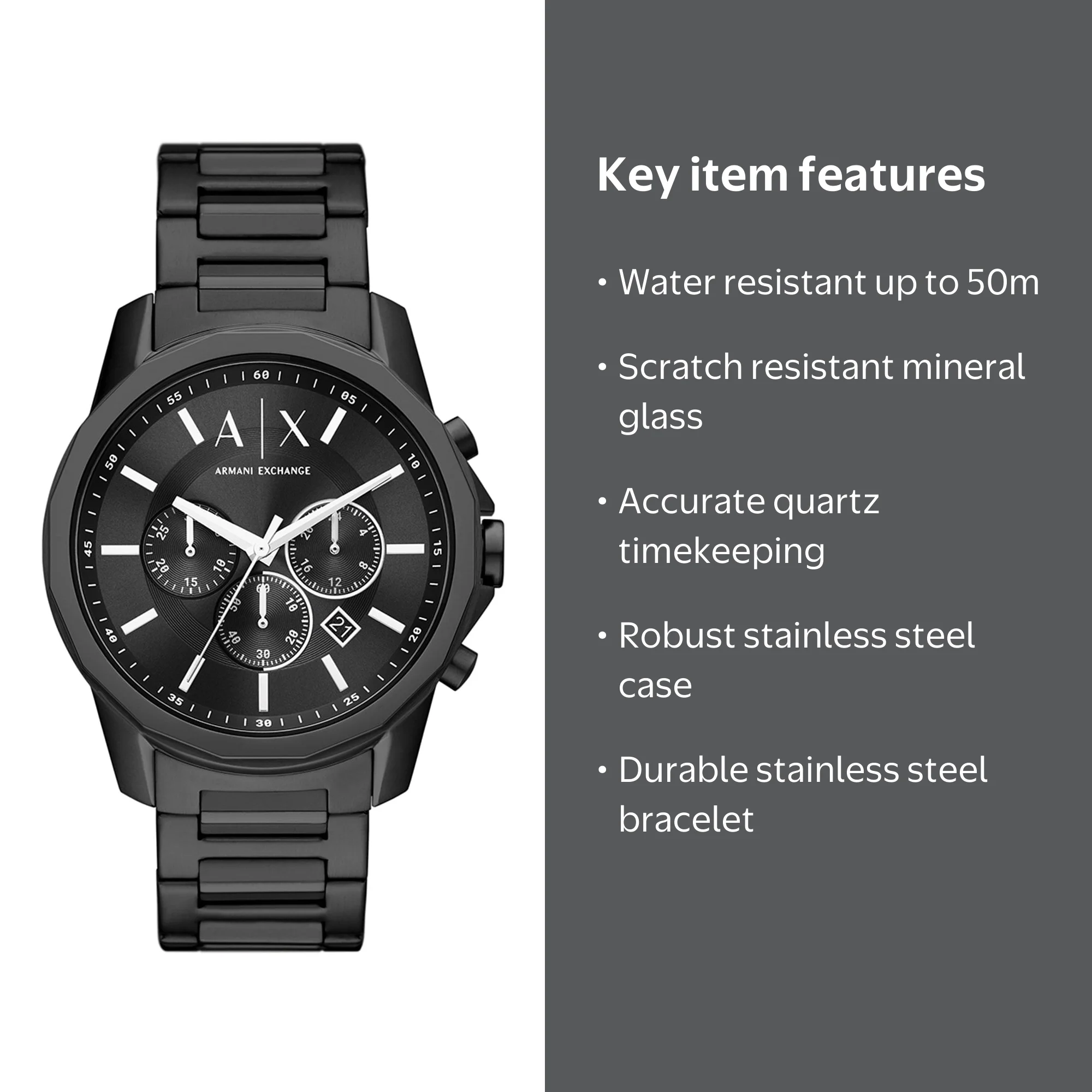 Armani Exchange Men's Classic Black Dial Watch - AX1722 - Walmart.com