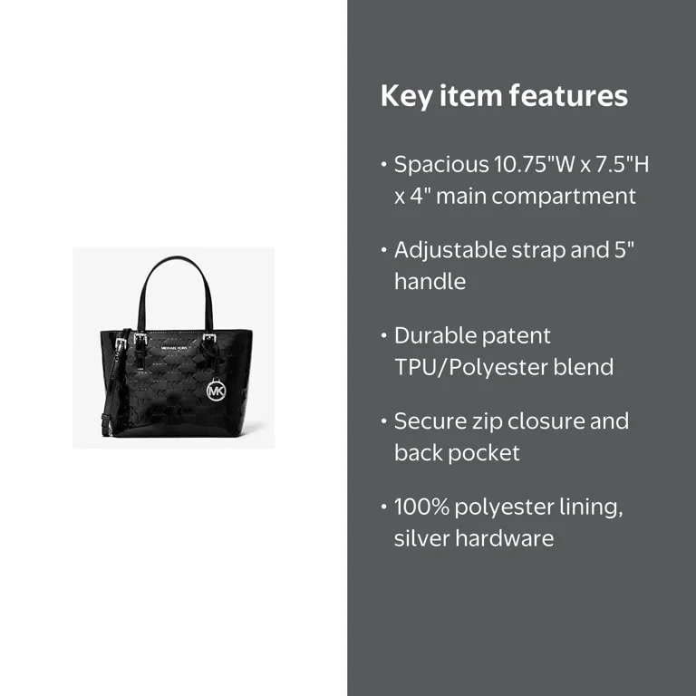 MICHAEL KORS Jet Set Extra-Small Patent Logo Debossed Convertible