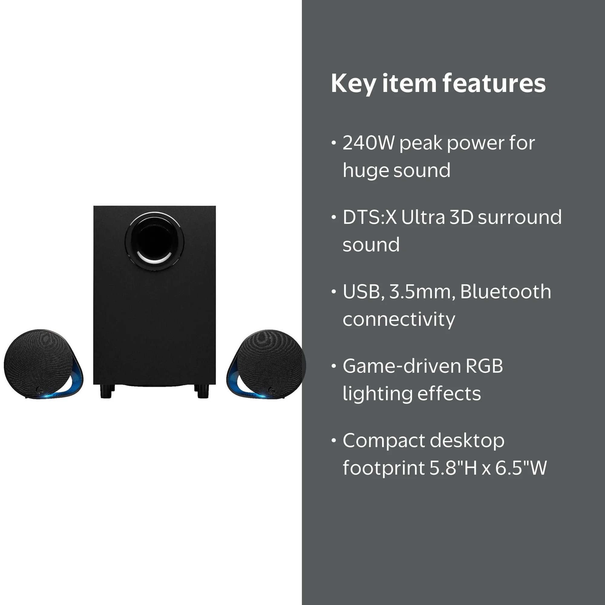Logitech G560 Gaming Speakers System - 7.1 DTS:X Ultra Surround