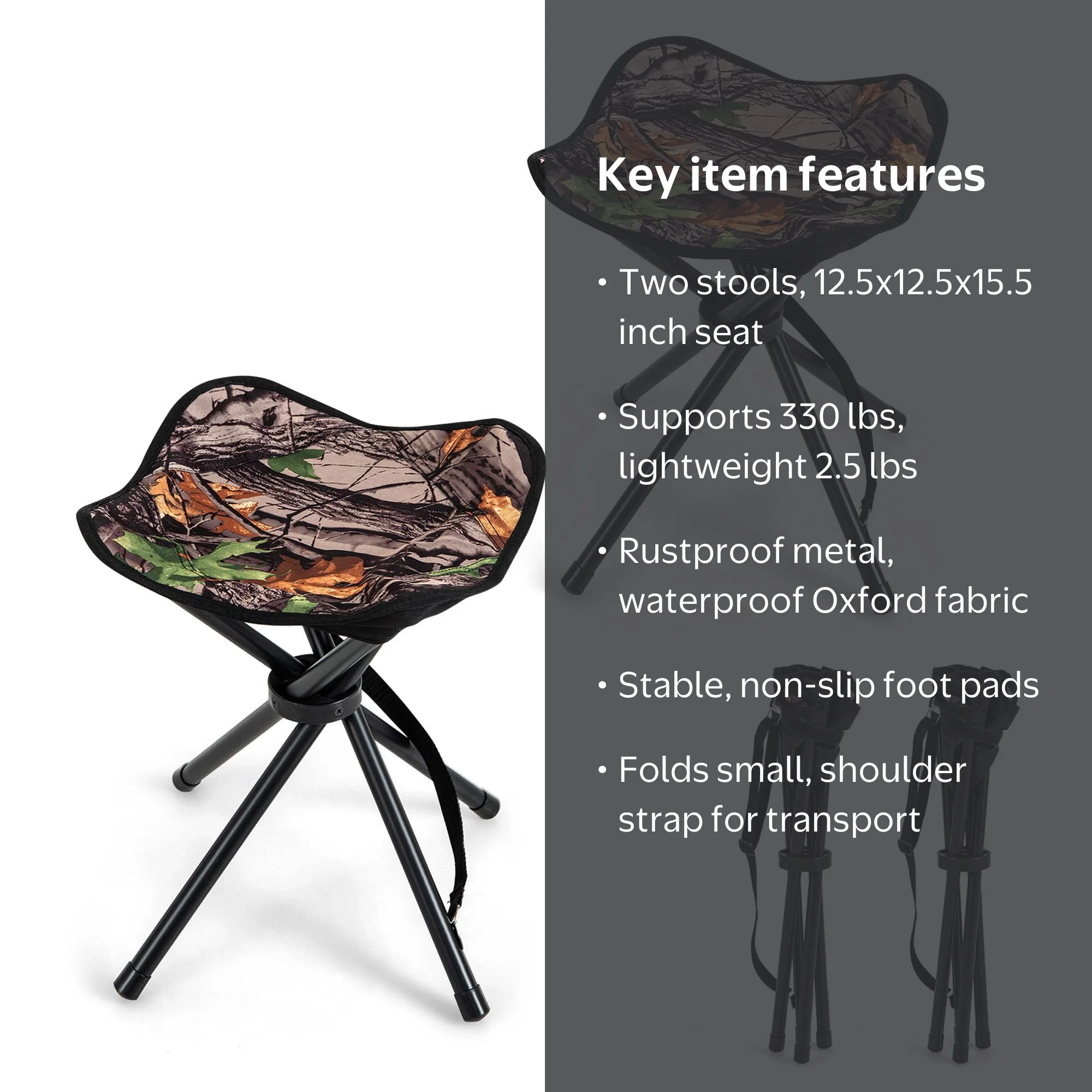 Free Shipping! Costway Portable Camo Hiking Camp Stool for Adults