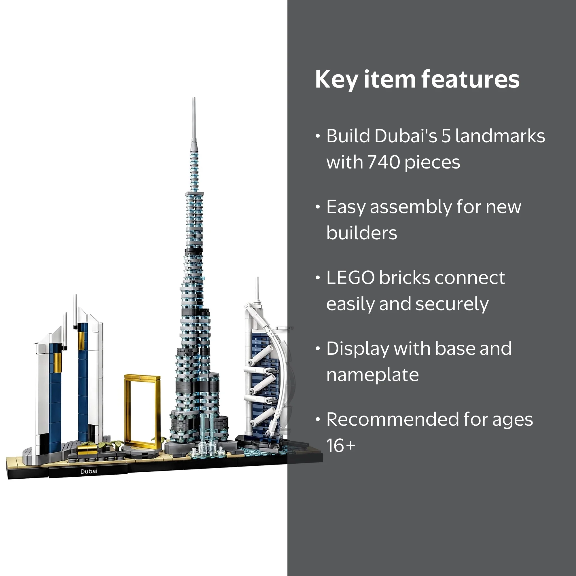 LEGO Dubai 21052 Building Set, 740 Pieces, Dubai Skyline Landmark