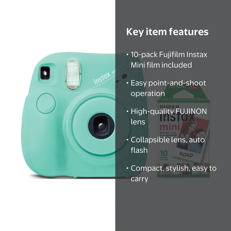 Fujifilm INSTAX Mini 7+ Instant Camera Exclusive Bundle with 10