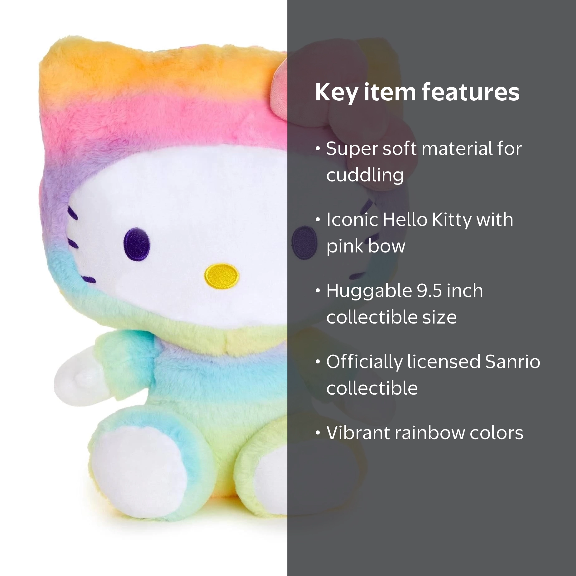 Hello Kitty, Rainbow Sherbet Plush, 9.5 inches, Multicolor