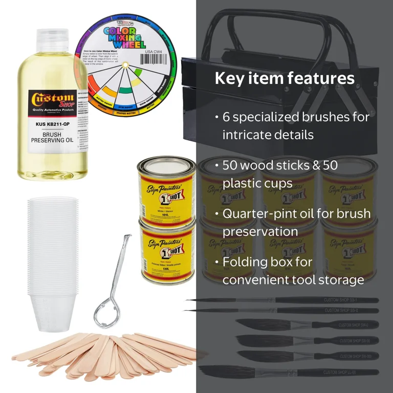 One Shot Automotive Complete Striper Pinstriping Starter Kit - 8