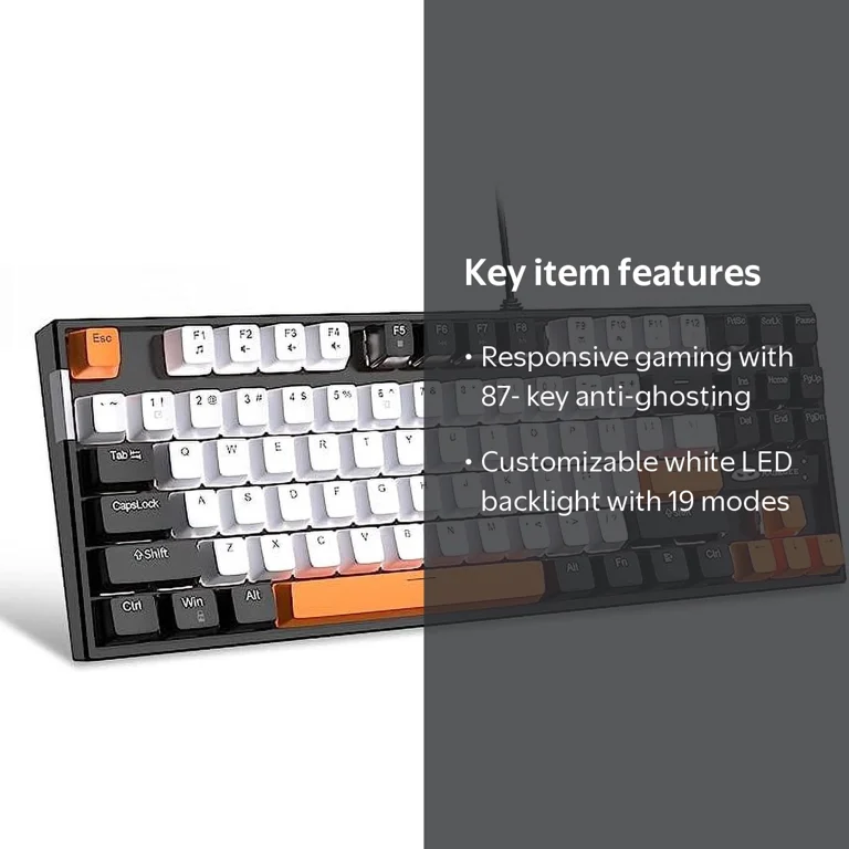 MageGee, Mechanical Gaming Keyboard, 75%, Yellow Switch, White