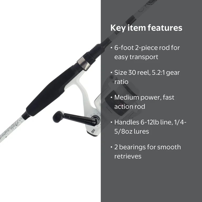 Abu Garcia, Spinning Combo, 6' Medium Fishing Rod with Reel, Ike