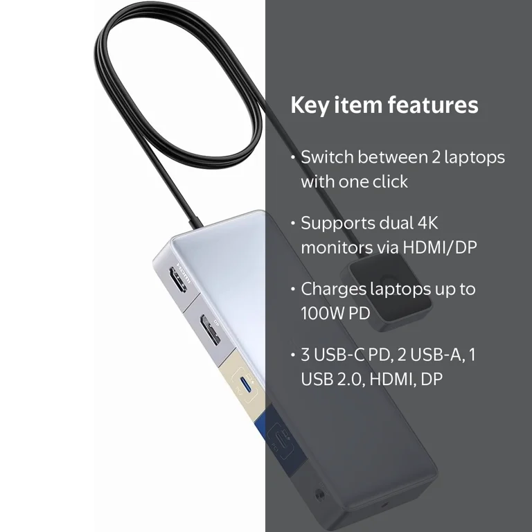 Anker Docking Station, KVM Switch for 2 Laptops, Dual 4K Monitor