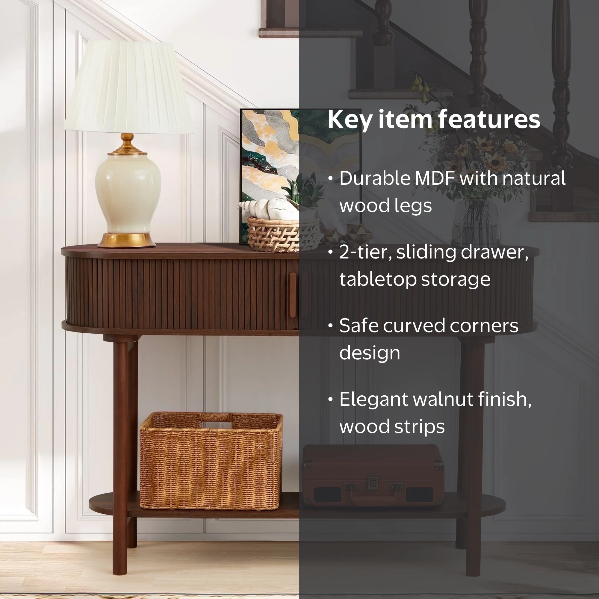 H&O _ Slim Table【walnut】 Lercon Slim End Table (Walnut
