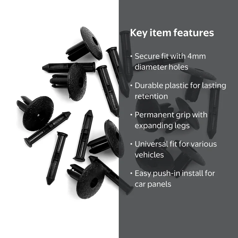 Unique Bargains, 10pcs 4mm Car Door Trim Rivets Plastic Clips