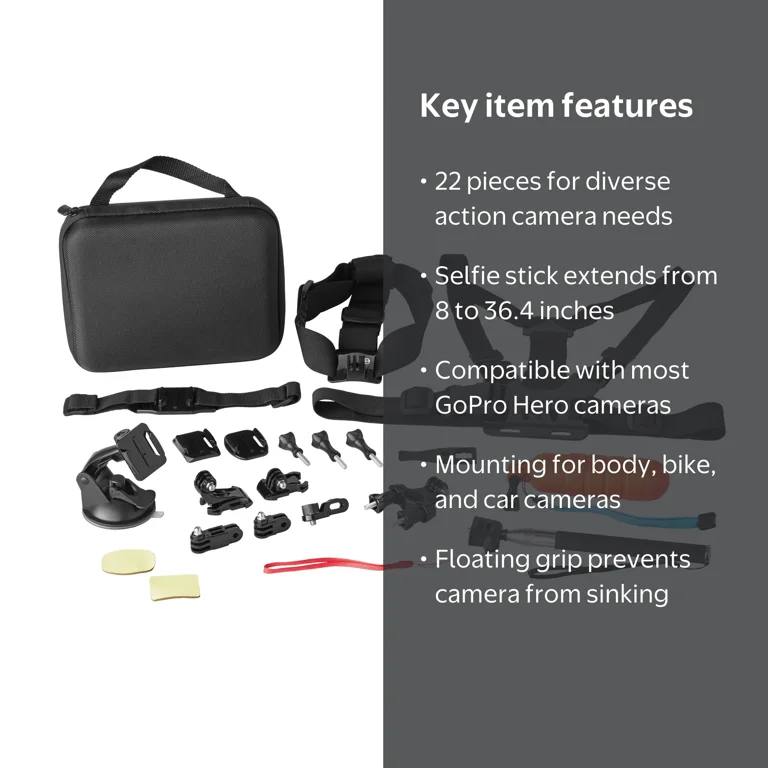 gopro 三点セット Onn+ Action Camera Accessory Kit for Most GoPro Hero Cameras, 22