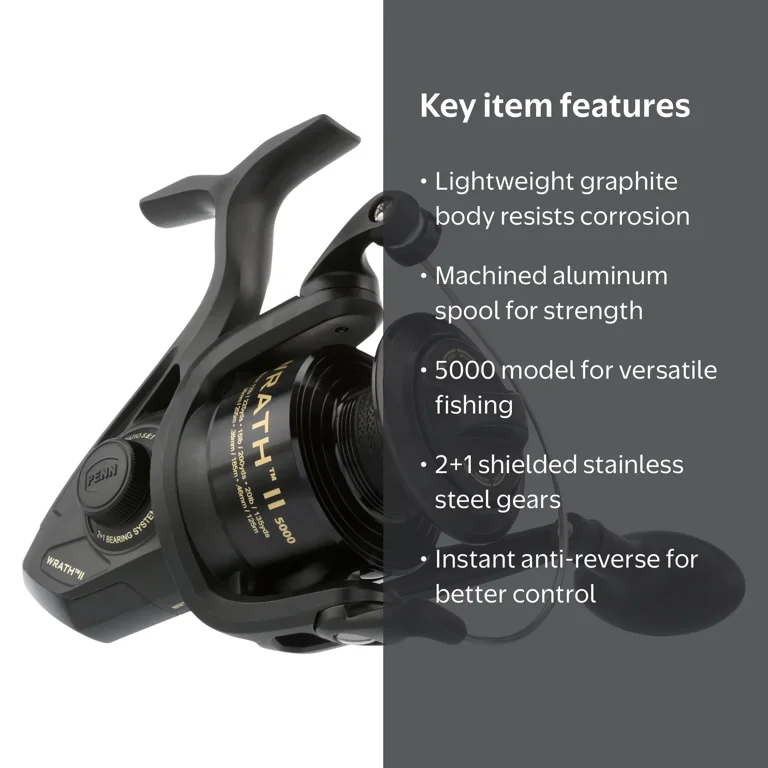 ナチュラル油搾り器　WR-5000 PENN Wrath II Spinning Fishing Reel, 5000 Size, Corrosion