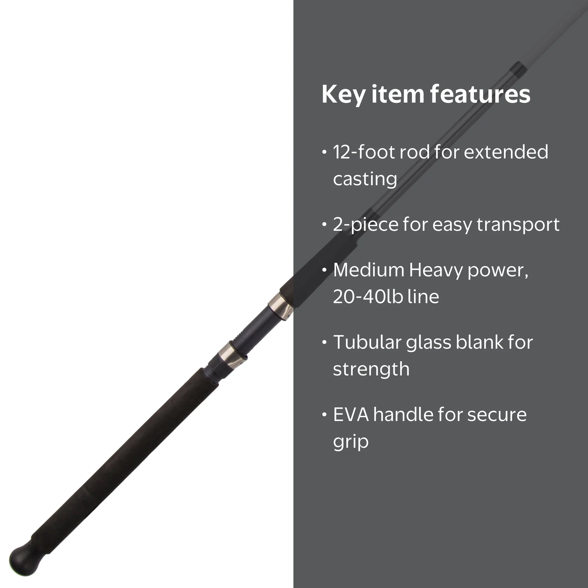 Shakespeare Alpha® Bigwater Spinning Rod, 12' Medium Heavy Fishing