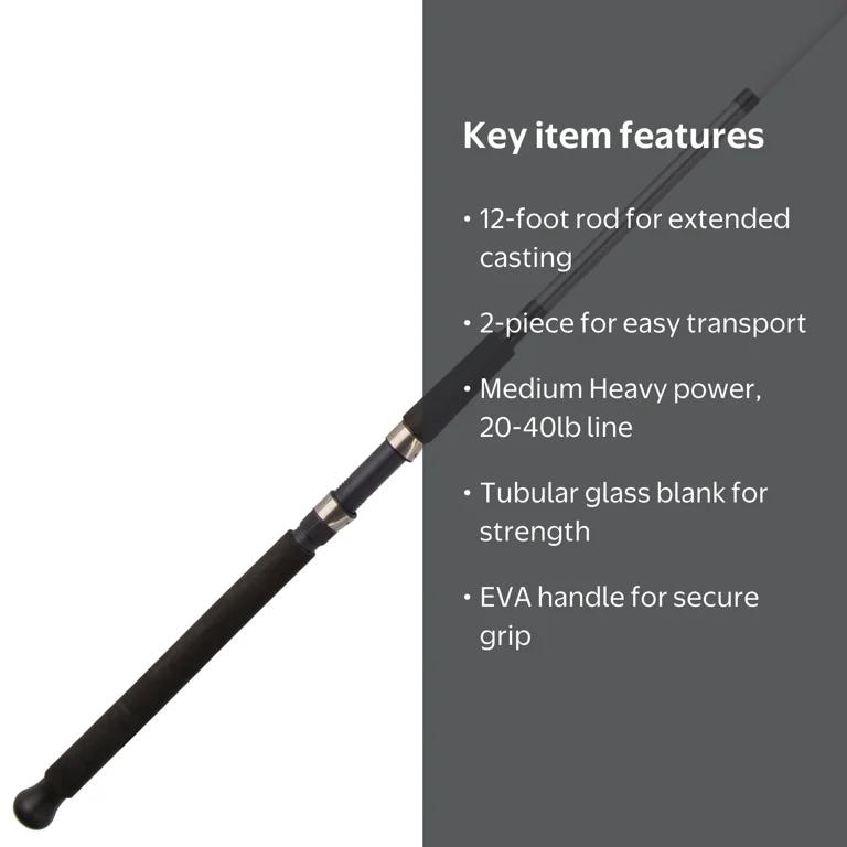 Shakespeare Alpha® Bigwater Spinning Rod, 12' Medium Heavy Fishing