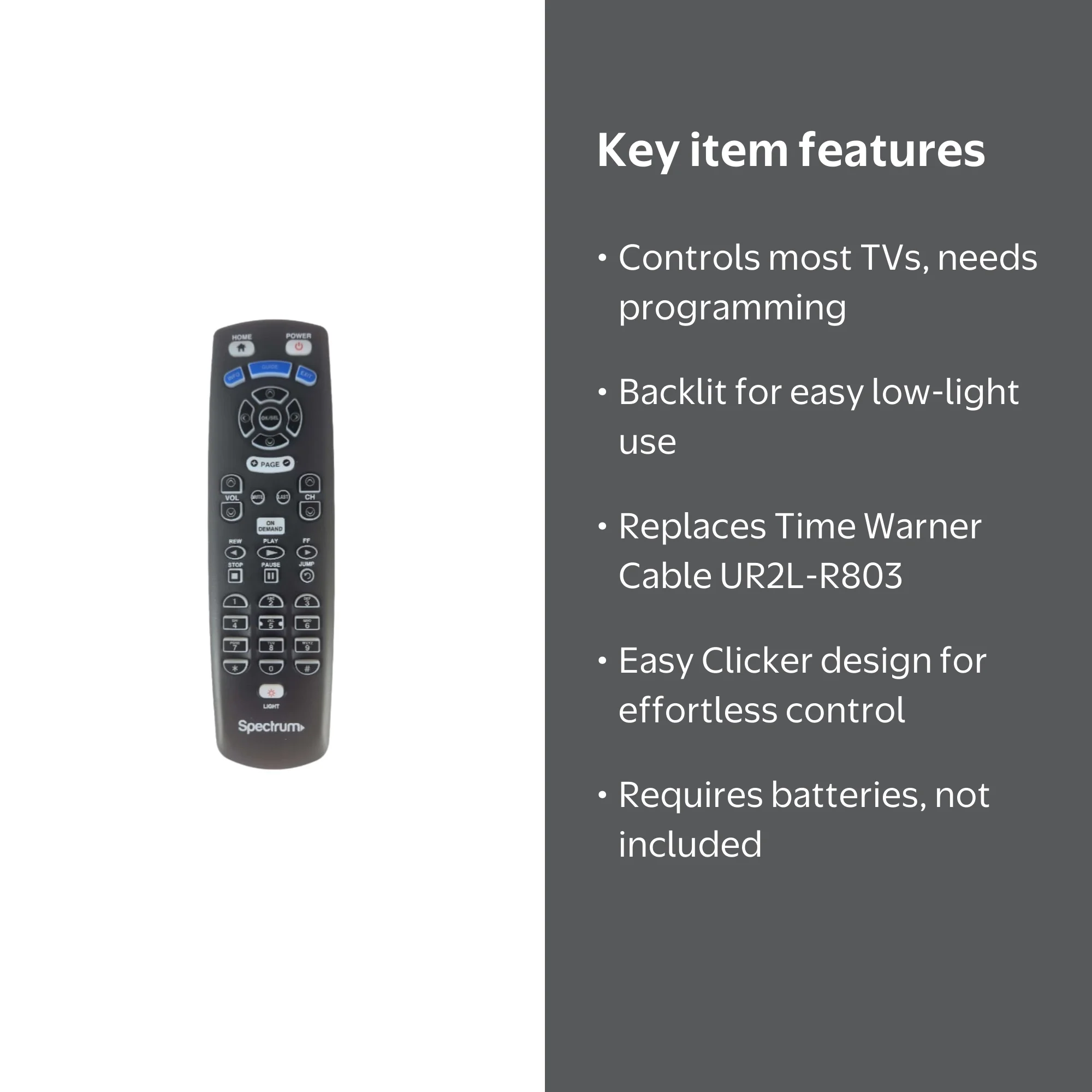 Spectrum Time Warner Cable Box Universal Remote Control UR2L-R803