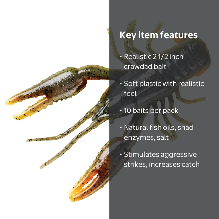 YUM Crawbug Soft Plastic Crawfish 2 1/2 inch, 10 Count Fish Bait