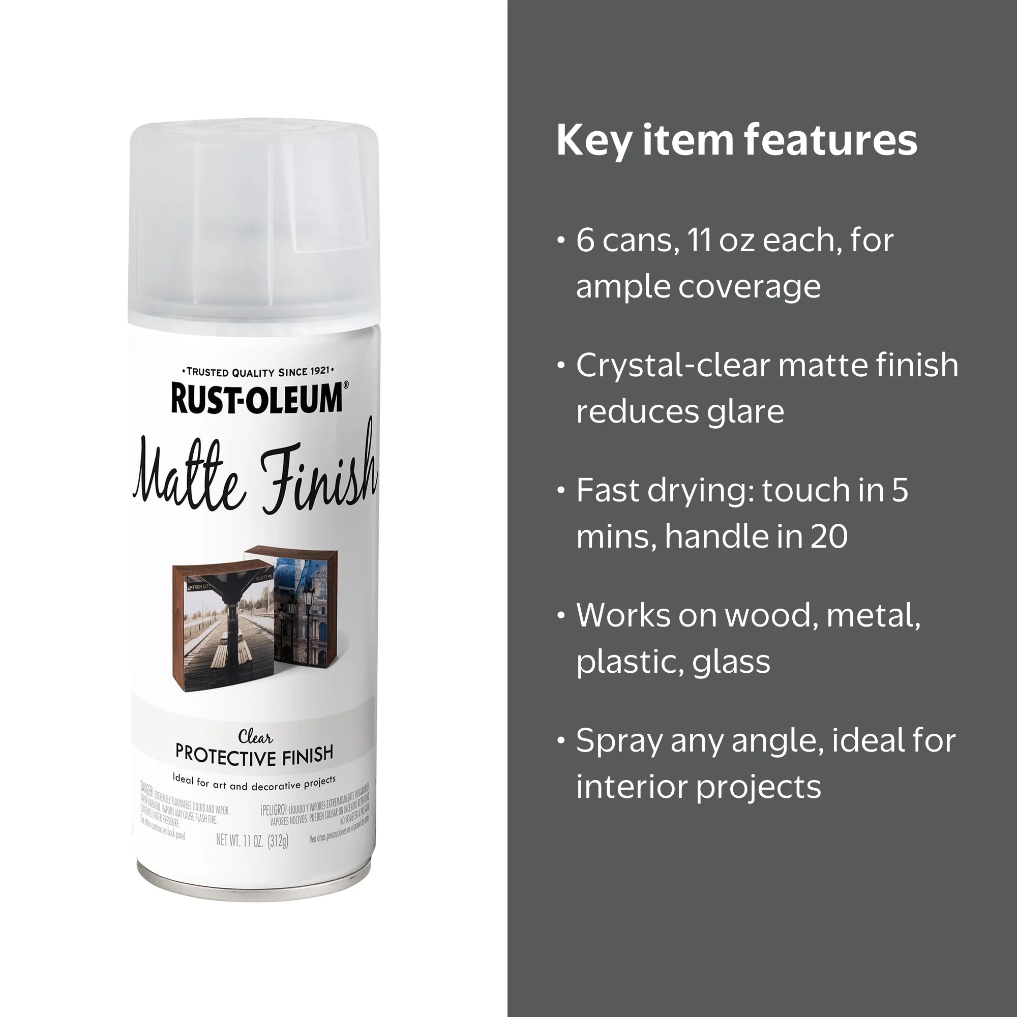 6 pack) Clear, Rust-Oleum Specialty Matte Finish Spray Paint