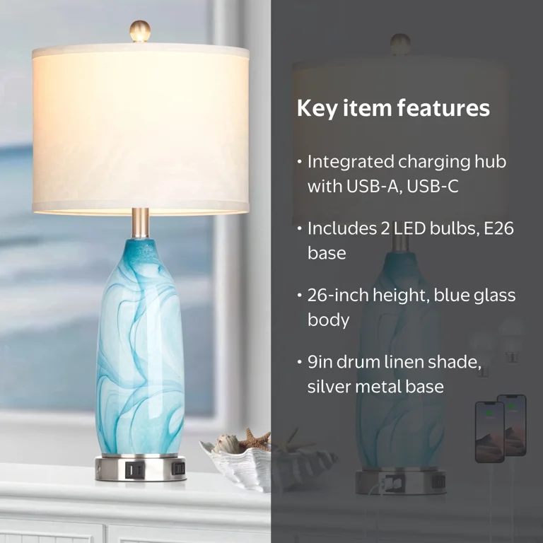 Cinkeda Table Lamps Set of 2 for Bedroom Living Room 27 Tall Gold Industrial Bedside Lamp with USB C Charging Ports Modern 3-Way Dimmable Touch Control Nightstand Lamp