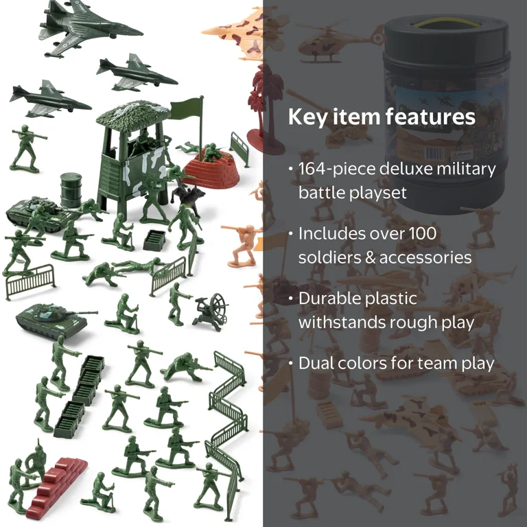 Joyfy 164 Piece Military Playset, Plastic Army Men, Soldiers