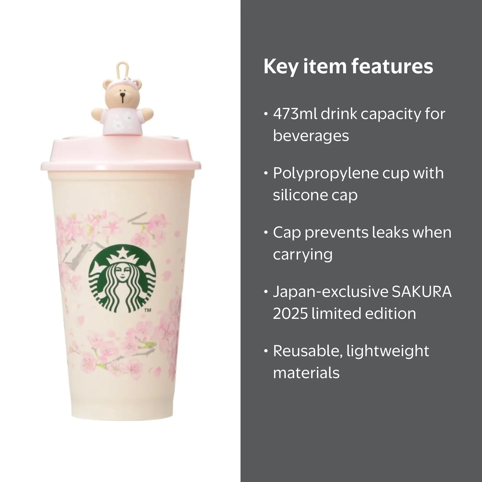 Starbucks Japan Exclusive SAKURA Reusable Cup 473ml + Drink Hole