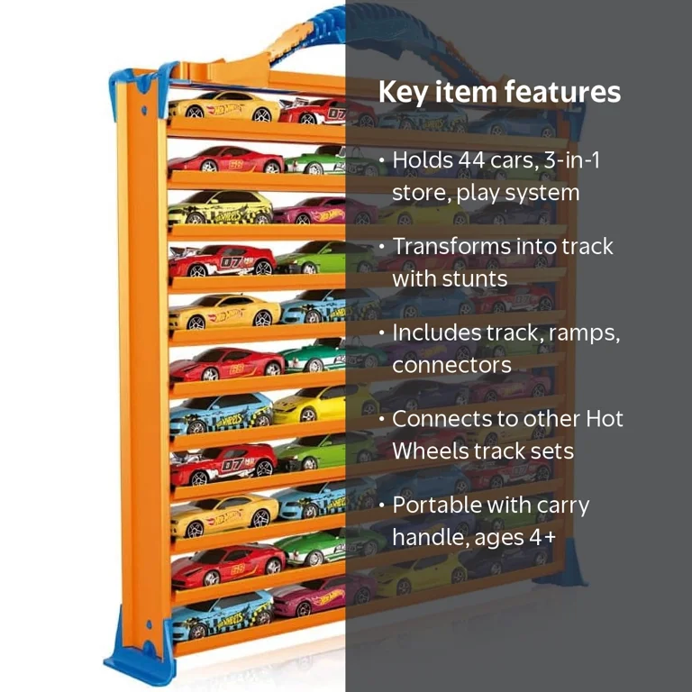 Slot Car Set Hot Wheels Rack n Track Case with (44 Compartments