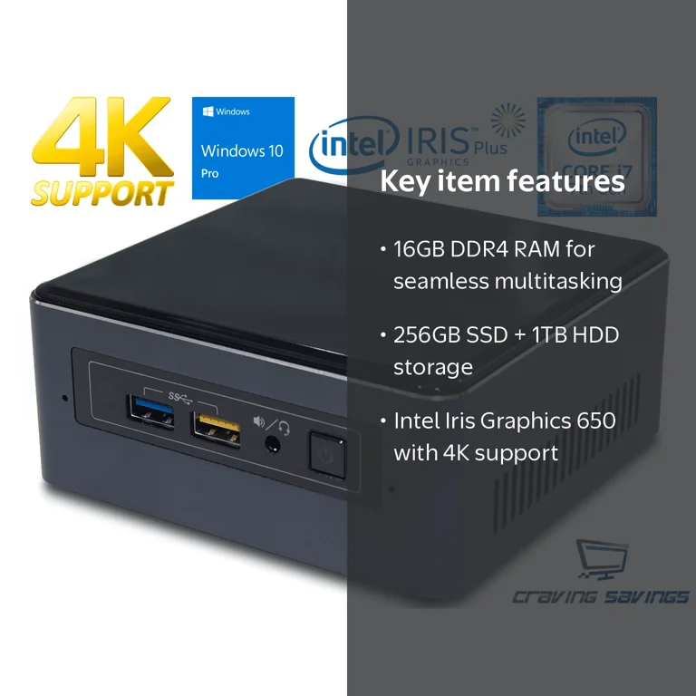 ミニPC Intel NUC7i7BNH M:16GB 120GBWindows11Pro Intel NUC7i7BNH Mini PC, Intel Core i7-7567U 3.5GHz, 16GB DDR4