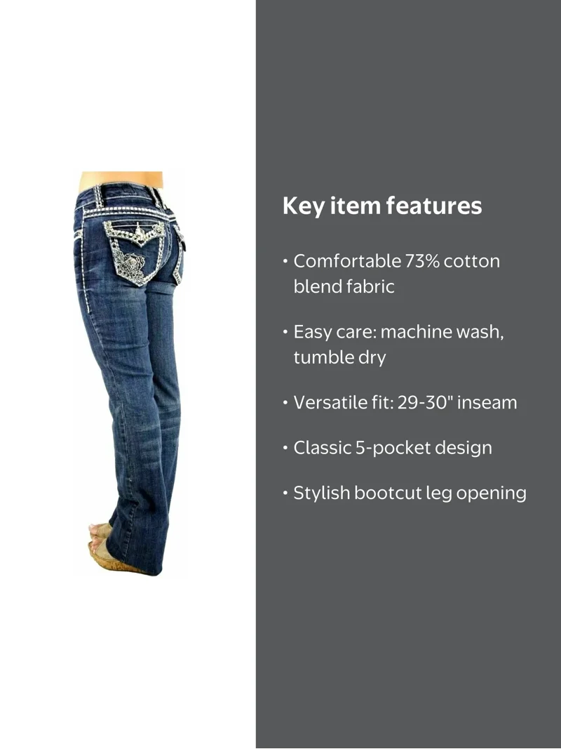 Jack David Rhinestone Studs Bootcut Jeans, Dark Wash Size 29-30