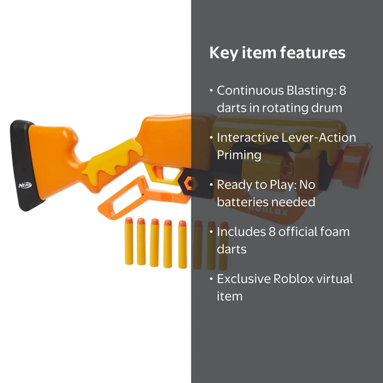Nerf Roblox Adopt Me BEES Dart Blaster, Lever Action, 8 Elite