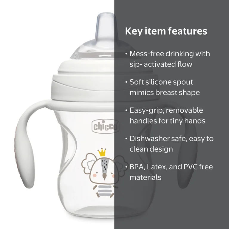 Chicco Silicone Spout Transition Sippy Cup, 7oz, Gray - Walmart.com
