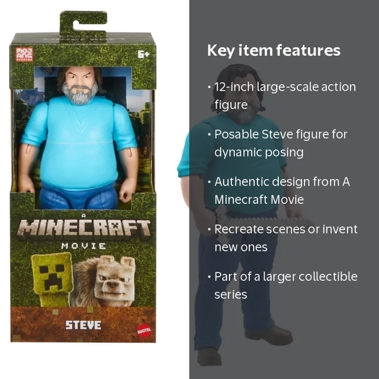 Not A Studio 1/12 アクションフィギュア Steve フルセット Mattel Minecraft Large-Scale Action Figure, 12-inch Posable Steve